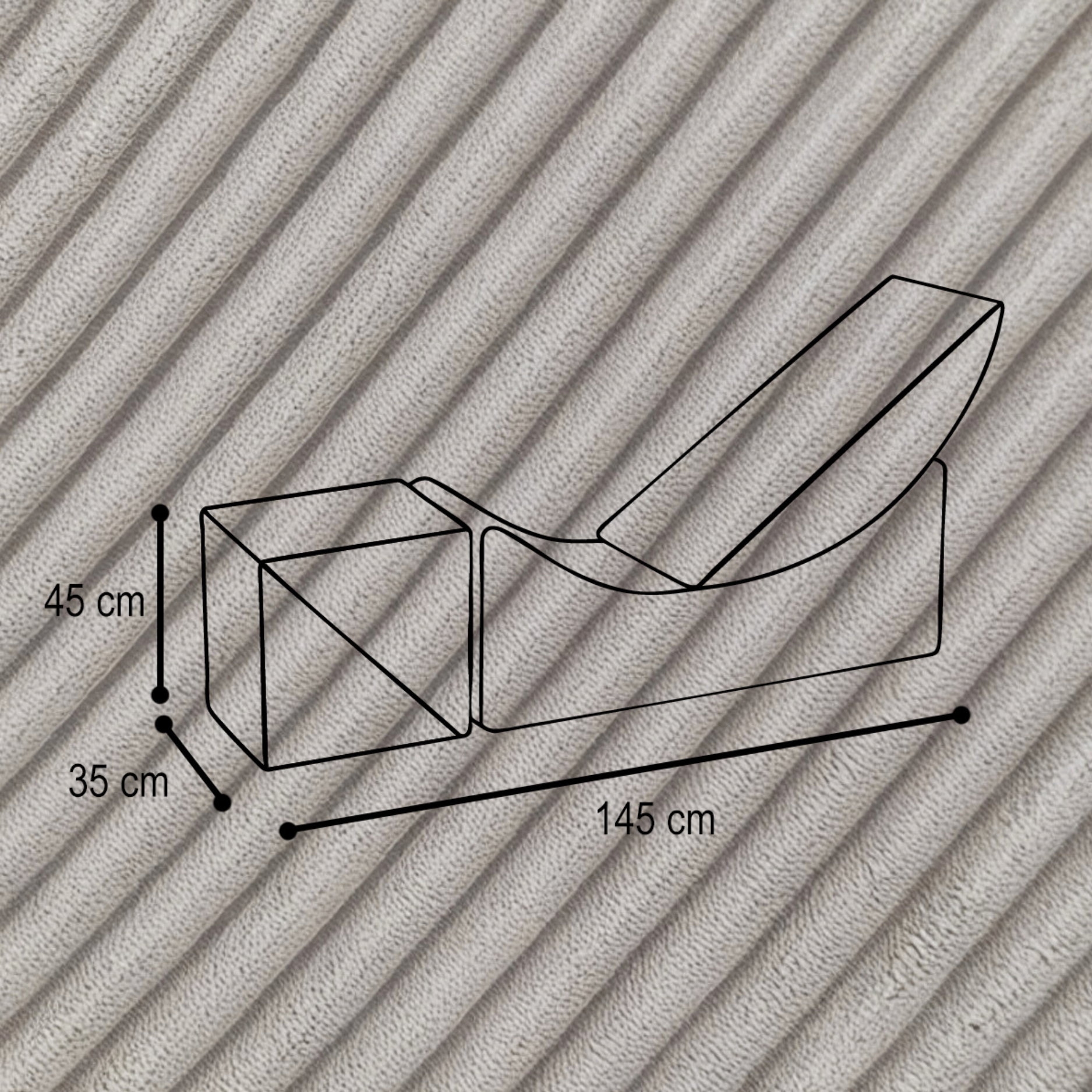 "Moon Lounger" Modularer Kinder-Chaiselongue 145×35×45cm