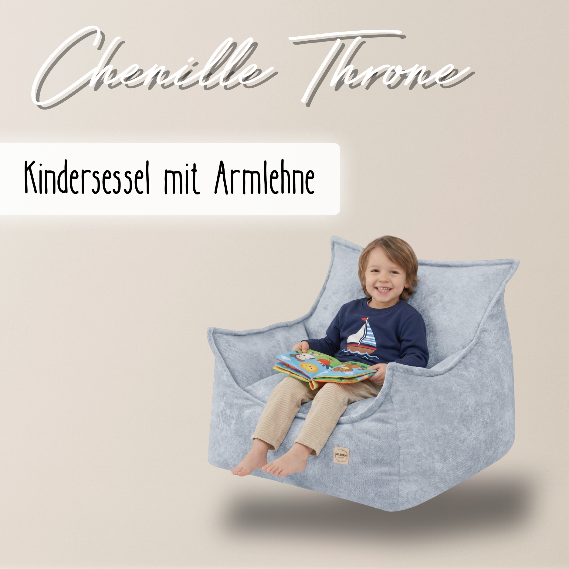"Chenille Throne" bequemer Kinder-Relaxsessel 80x73x58cm