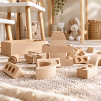 Montessori Holzbausteine aus Massivholz mit Aufbewahrungsbox