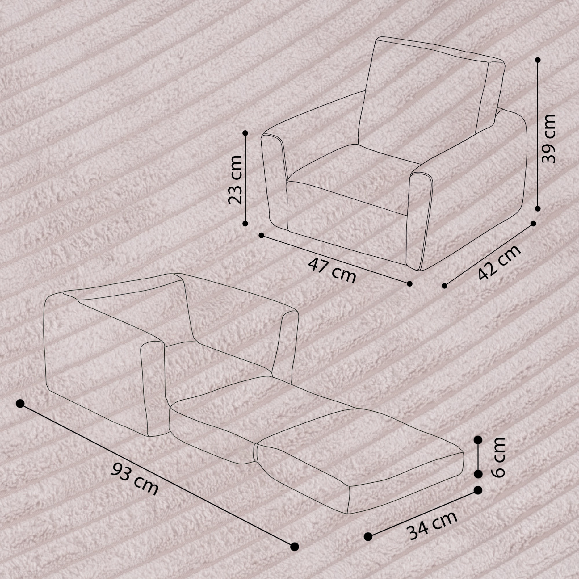 "Comfort Cubie" 2in1 Kindersessel mit Liegefunktion