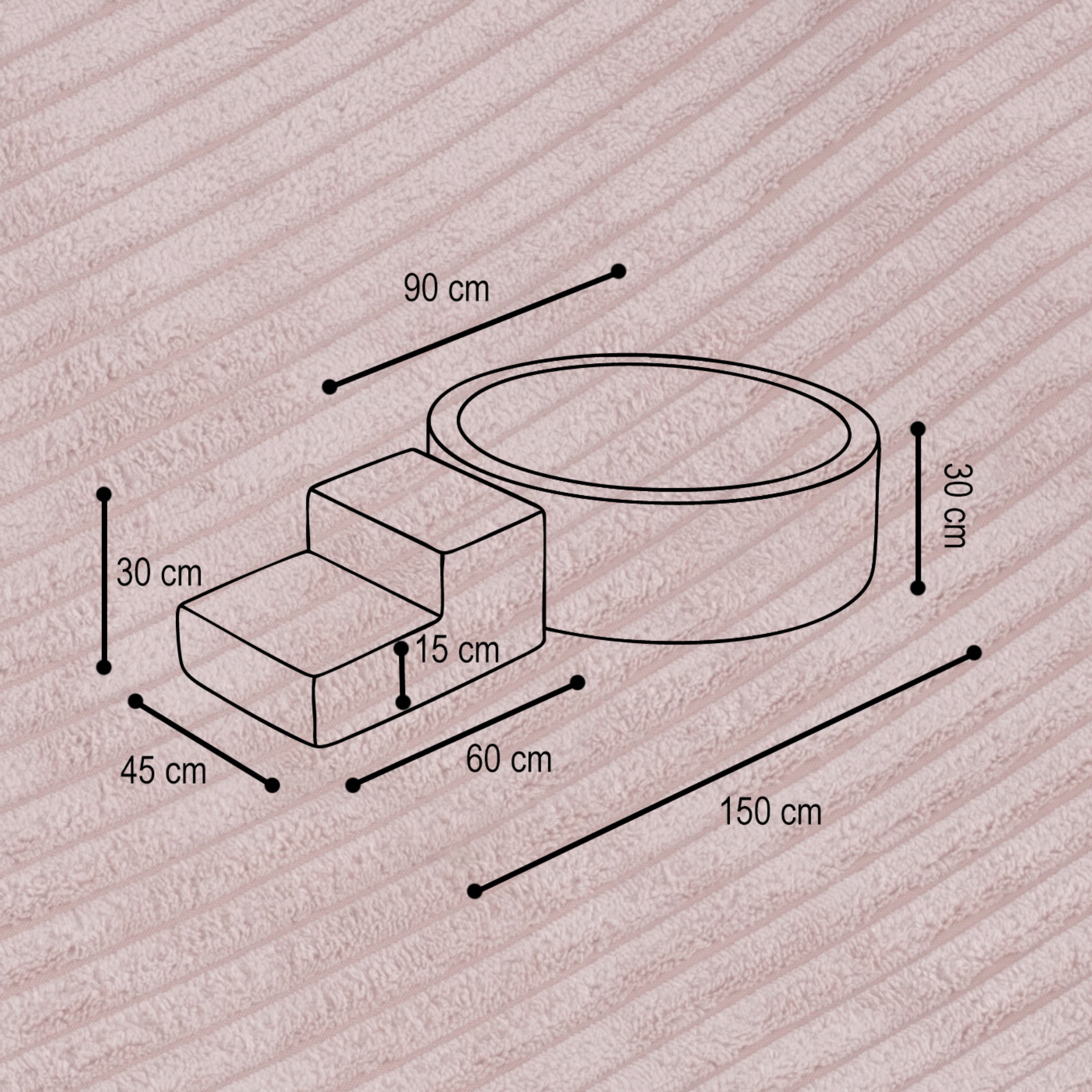 "Bally Step" Bällebad 90x30cm mit Stufe & 200 Bällen