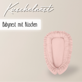 wendbares Babynest mit Rüschen - 100% Baumwolle