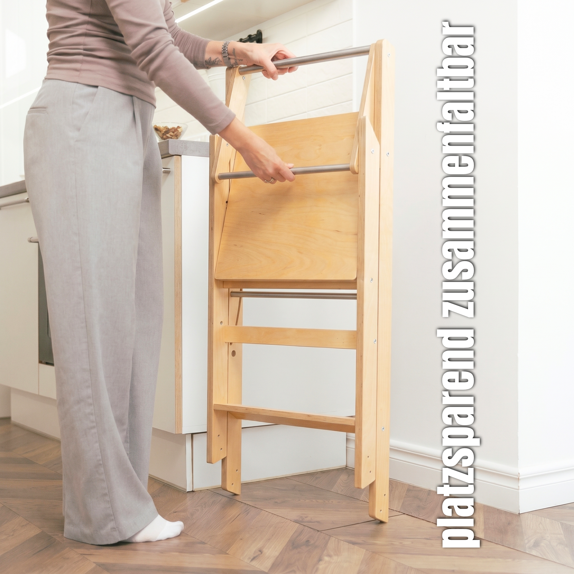 STEP’n’FOLD® – Faltbarer Montessori Lernturm mit verstellbarer Höhe