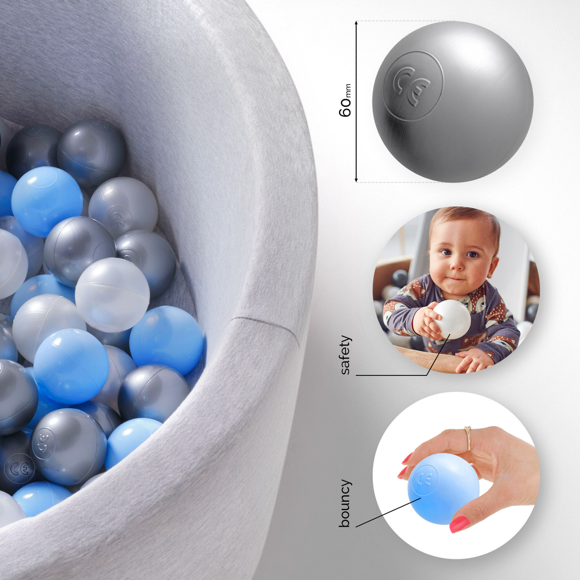 "Dreamy Balls" 200 Bällebad-Bälle im sanften Farbmix, CE-zertifiziert