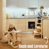 STEP’n’SIT® – Montessori Lernturm & Tisch 2-in-1 aus Holz