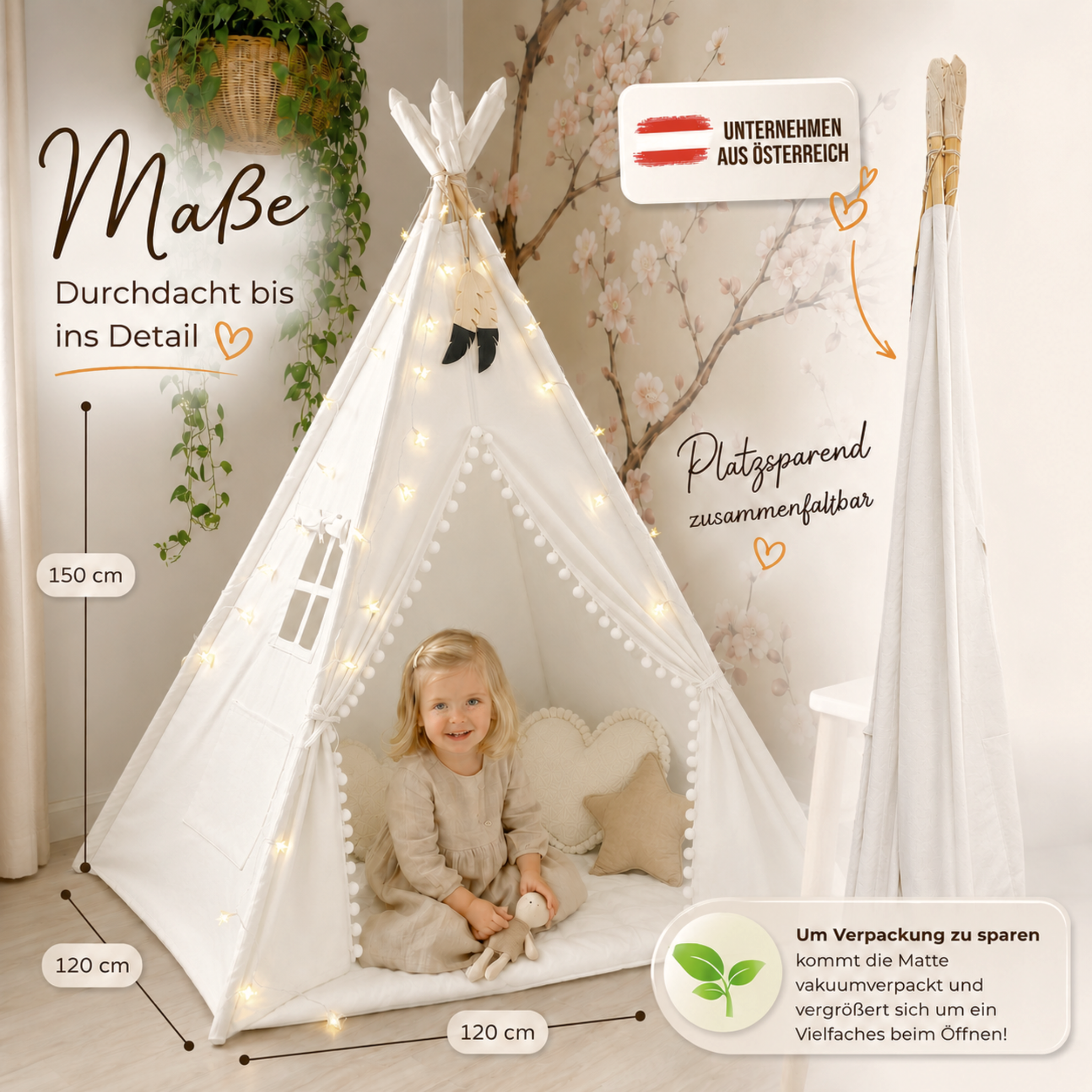 Tipi children's tent - 100% cotton