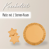 Runde Spielmatte mit Rüschen & 2 Sternenkissen – 100 % Baumwolle