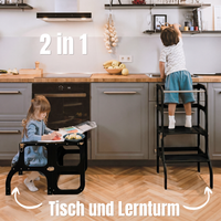 STEP’n’SIT® – Montessori Lernturm & Tisch 2-in-1 aus Holz