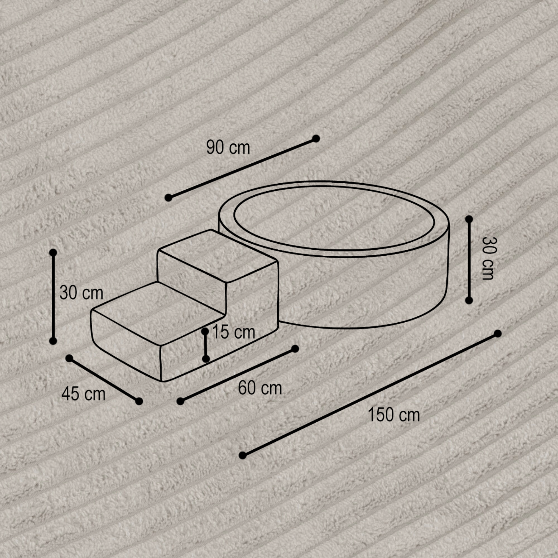 "Bally Step" Bällebad 90x30cm mit Stufe & 200 Bällen