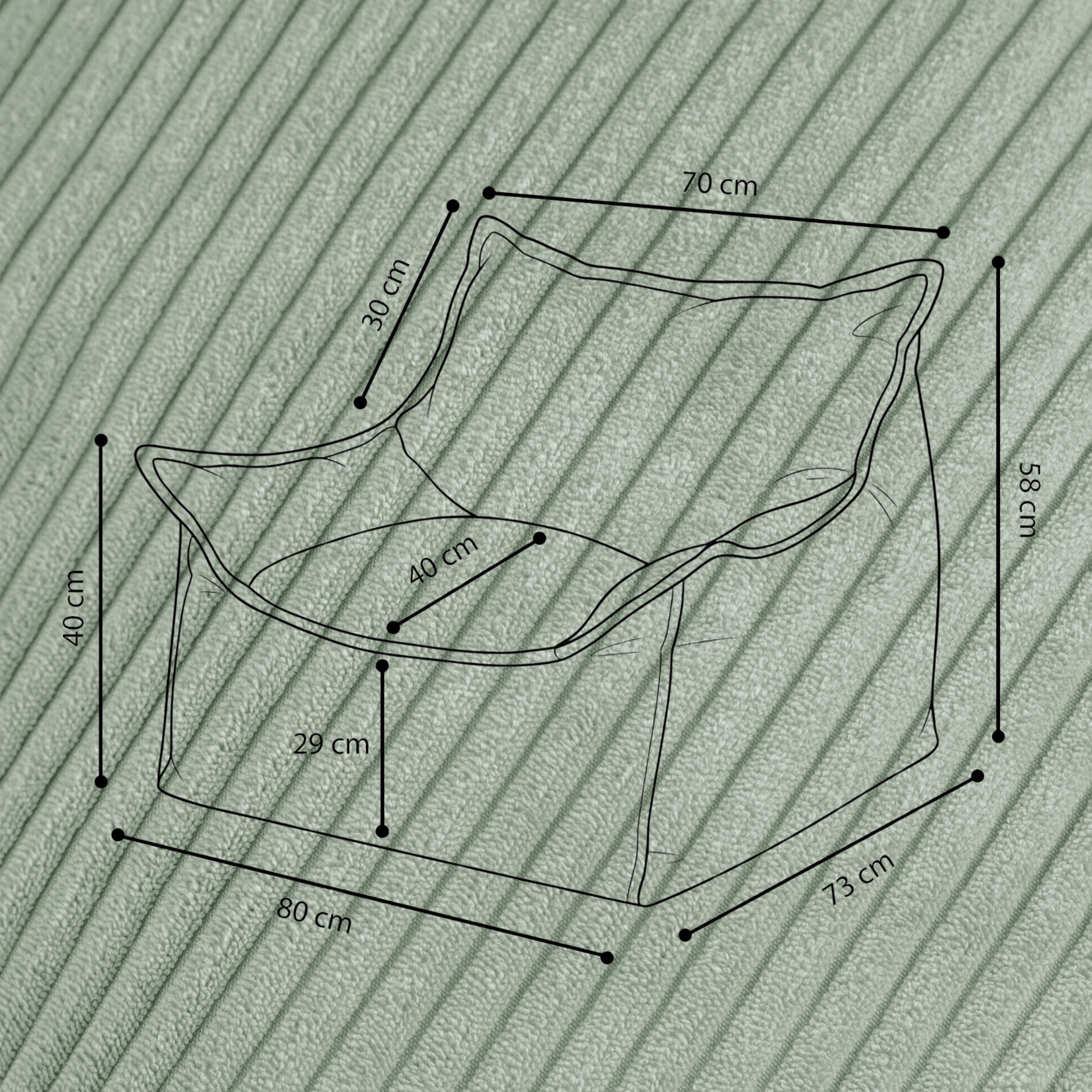 "Cordy Throne" bequemer Kinder-Relaxsessel 80x73x58cm