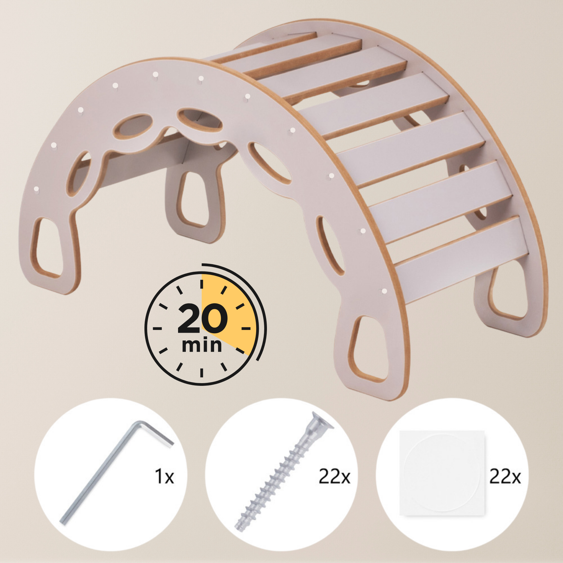 "Big Rocker" 3in1, Wippe, Kletterbogen & Rutsche 90x41x50 cm, Cashmere Wood