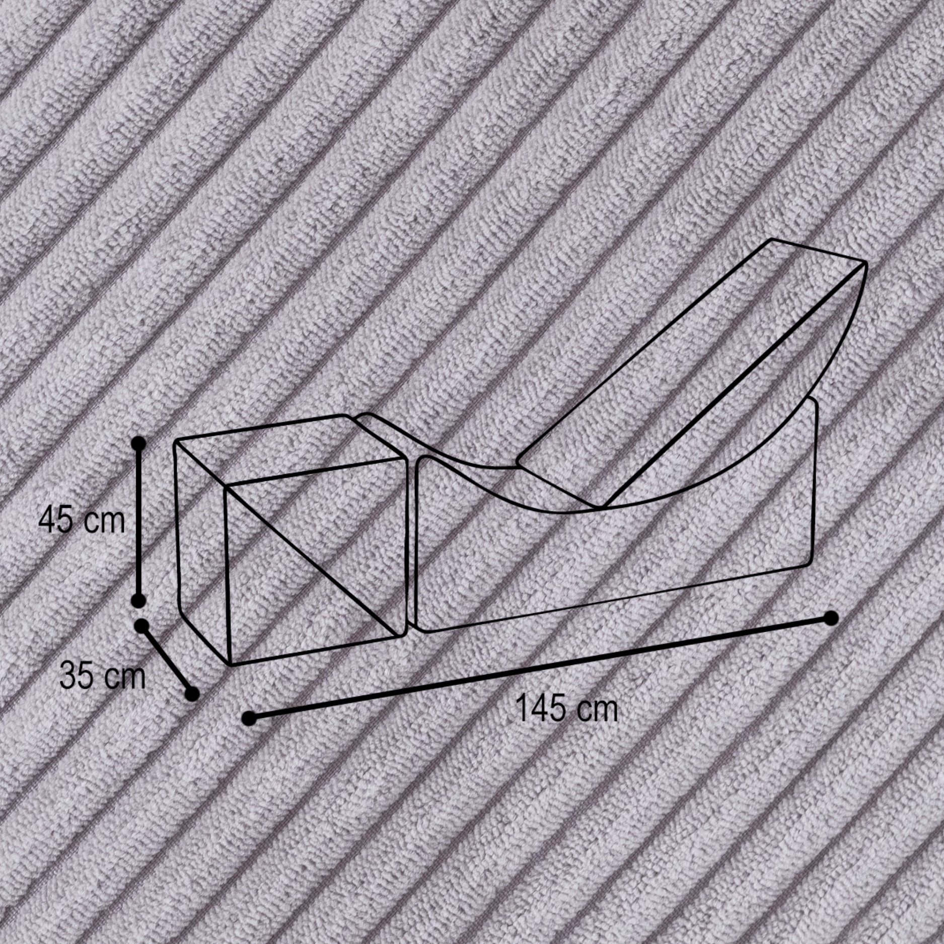 "Moon Lounger" Modularer Kinder-Chaiselongue 145×35×45cm
