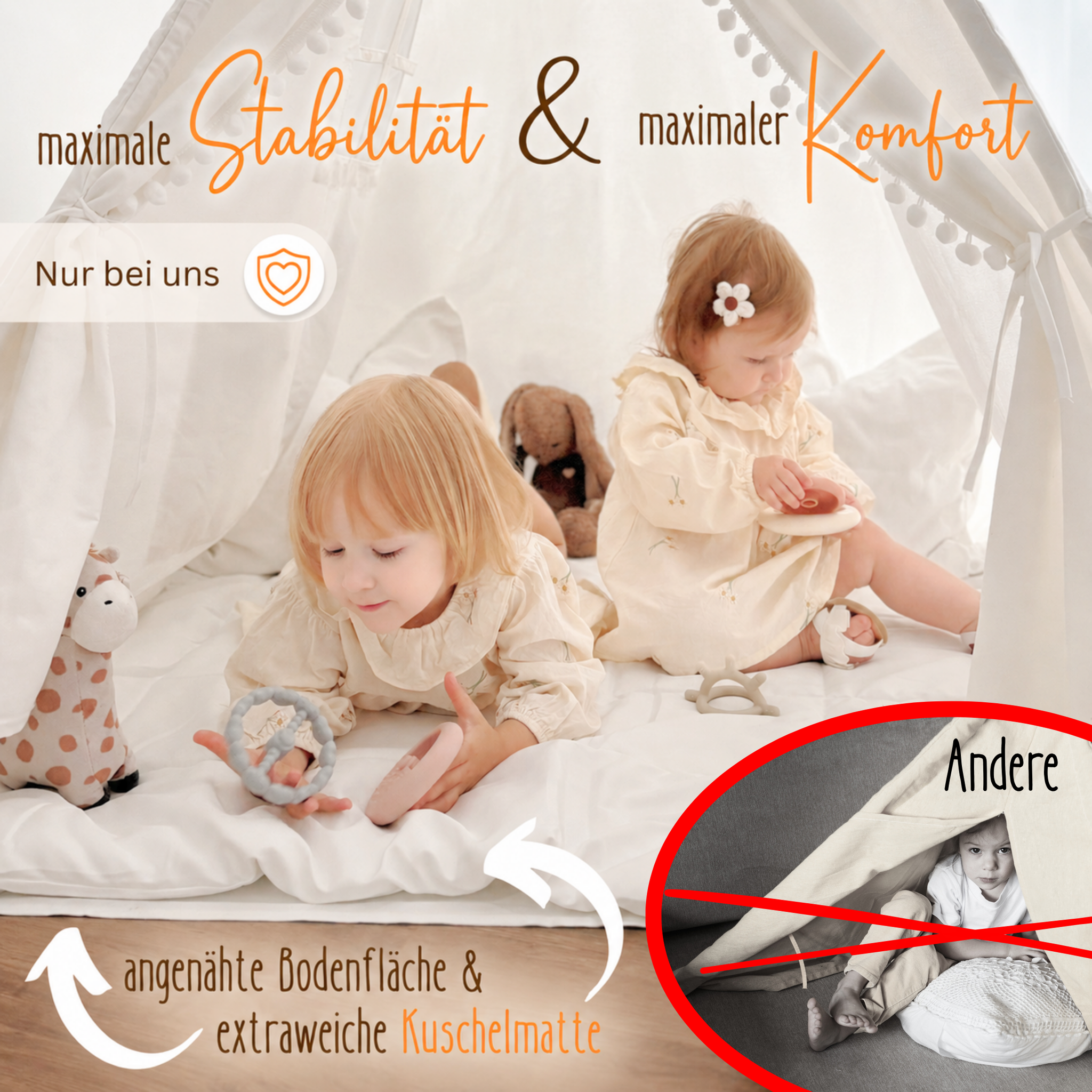 Tipi children's tent - 100% cotton