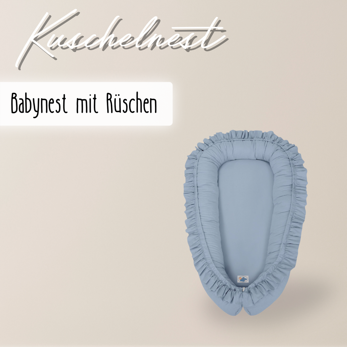 wendbares Babynest mit Rüschen - 100% Baumwolle