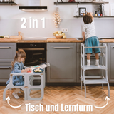 STEP’n’SIT® – Montessori Lernturm & Tisch 2-in-1 aus Holz
