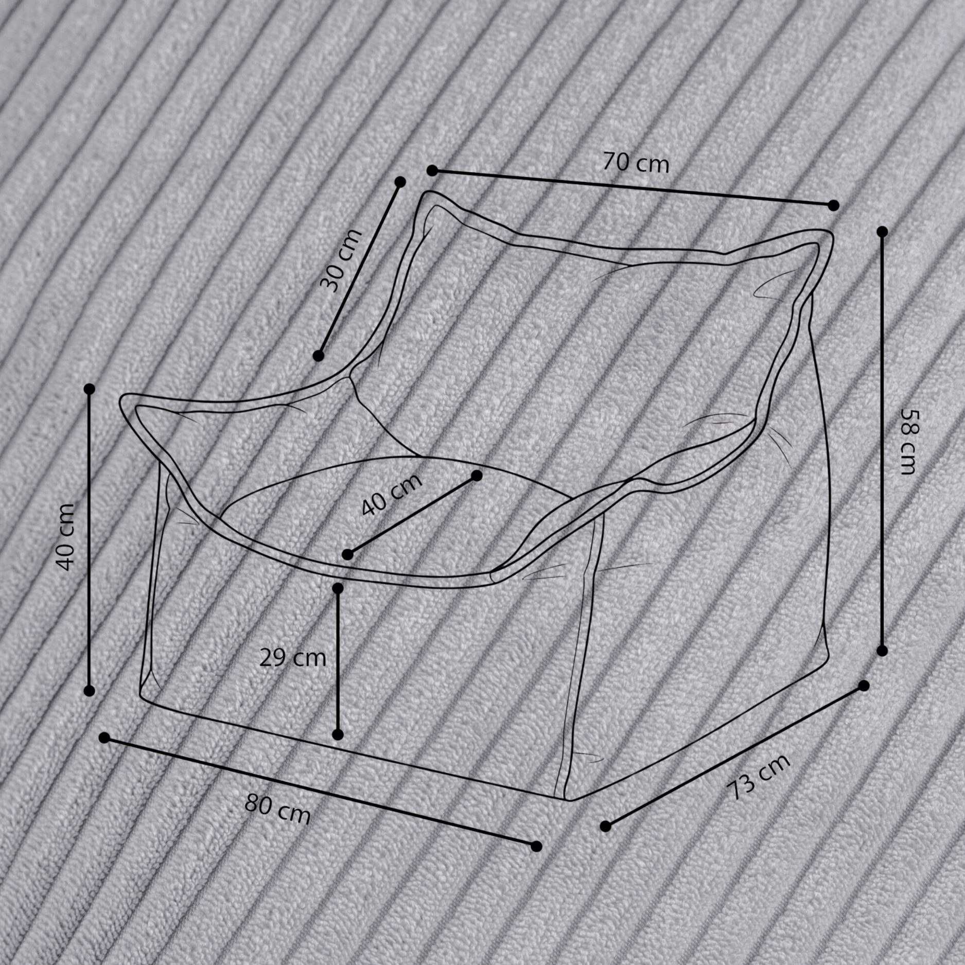 "Cordy Throne" bequemer Kinder-Relaxsessel 80x73x58cm