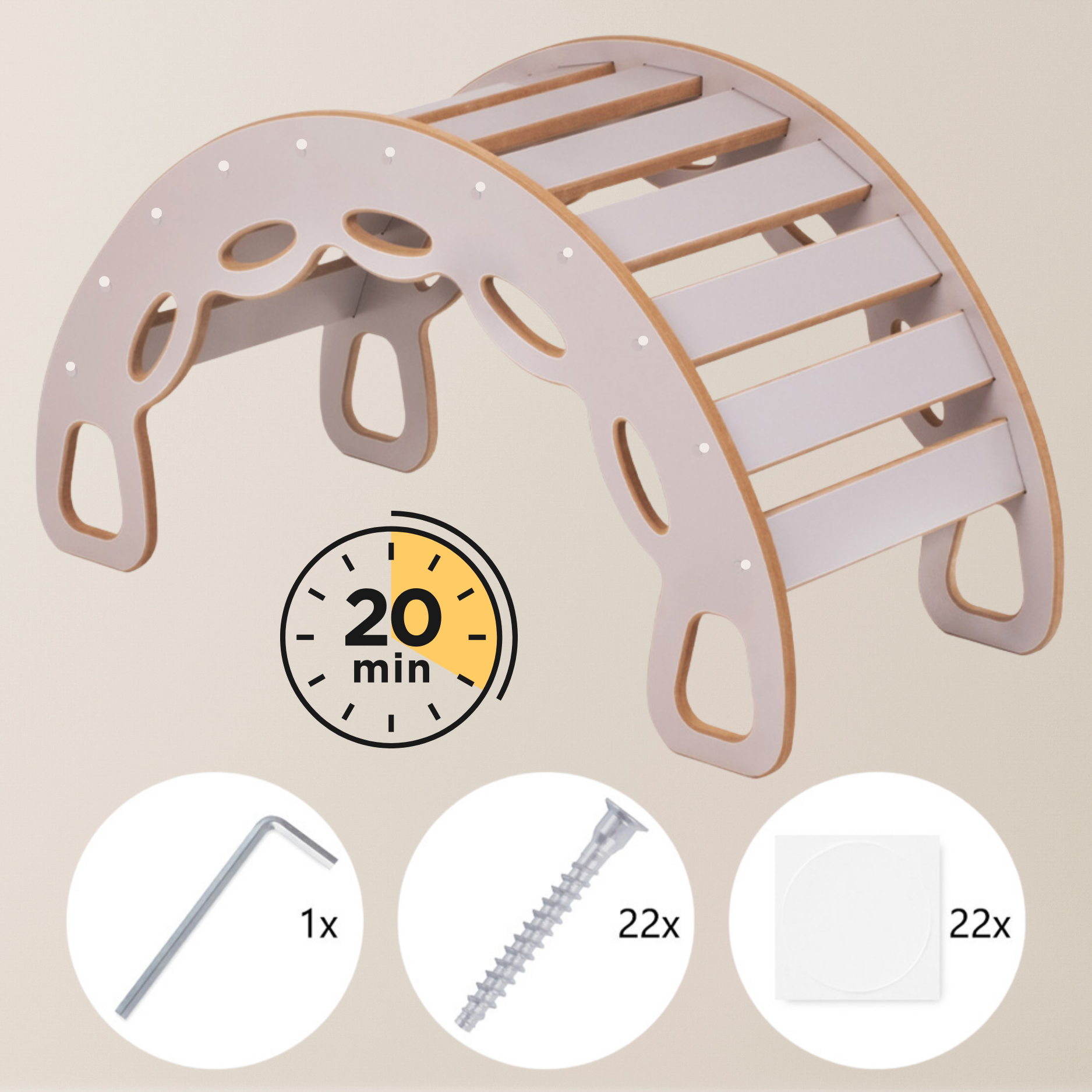 "Big Rocker" 3in1, Wippe, Kletterbogen & Rutsche 90x41x50 cm, Cashmere Wood