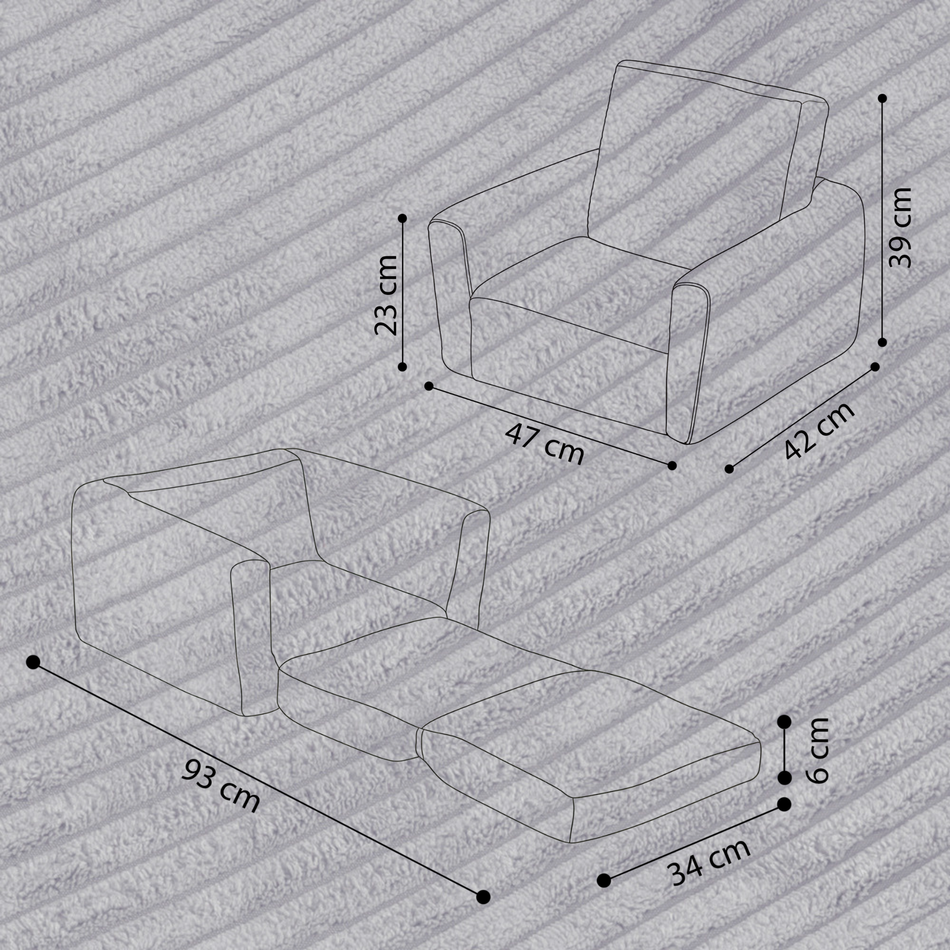 "Comfort Cubie" 2in1 Kindersessel mit Liegefunktion