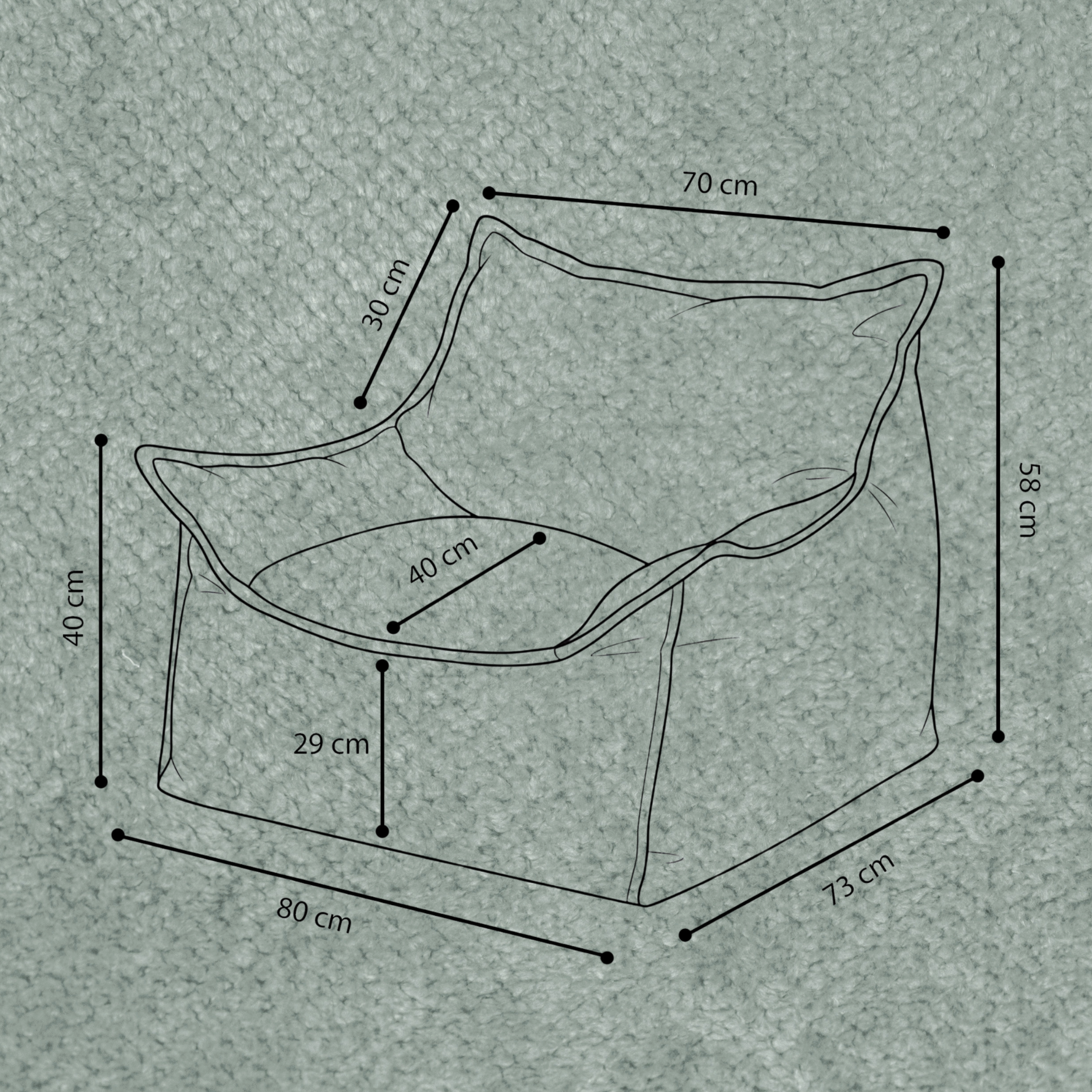 "Chenille Throne" bequemer Kinder-Relaxsessel 80x73x58cm
