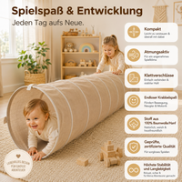 Spieltunnel aus Baumwolle/Hanf, passend zu den Spielzelten, 180x46cm