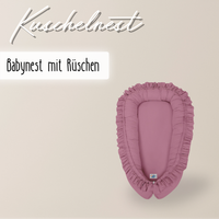 wendbares Babynest mit Rüschen - 100% Baumwolle