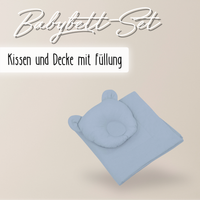 Baby Bettwäsche-Set mit Füllung – Decke & Teddy-Kissen aus 100% Baumwolle