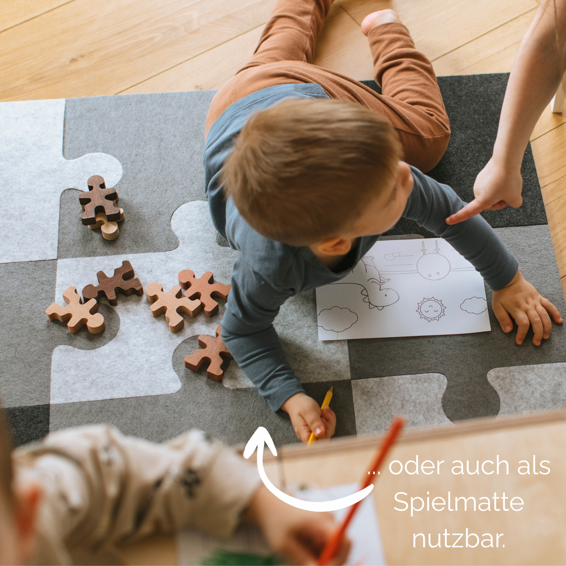 Filz-Puzzlematte aus recyceltem Material, 50x50 & 90x76cm