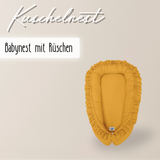 wendbares Babynest mit Rüschen - 100% Baumwolle