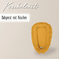 wendbares Babynest mit Rüschen - 100% Baumwolle