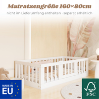 YappyCasa JUNIOR - Bodenbett 160x80cm mit Tür & Sicherheitsleiste