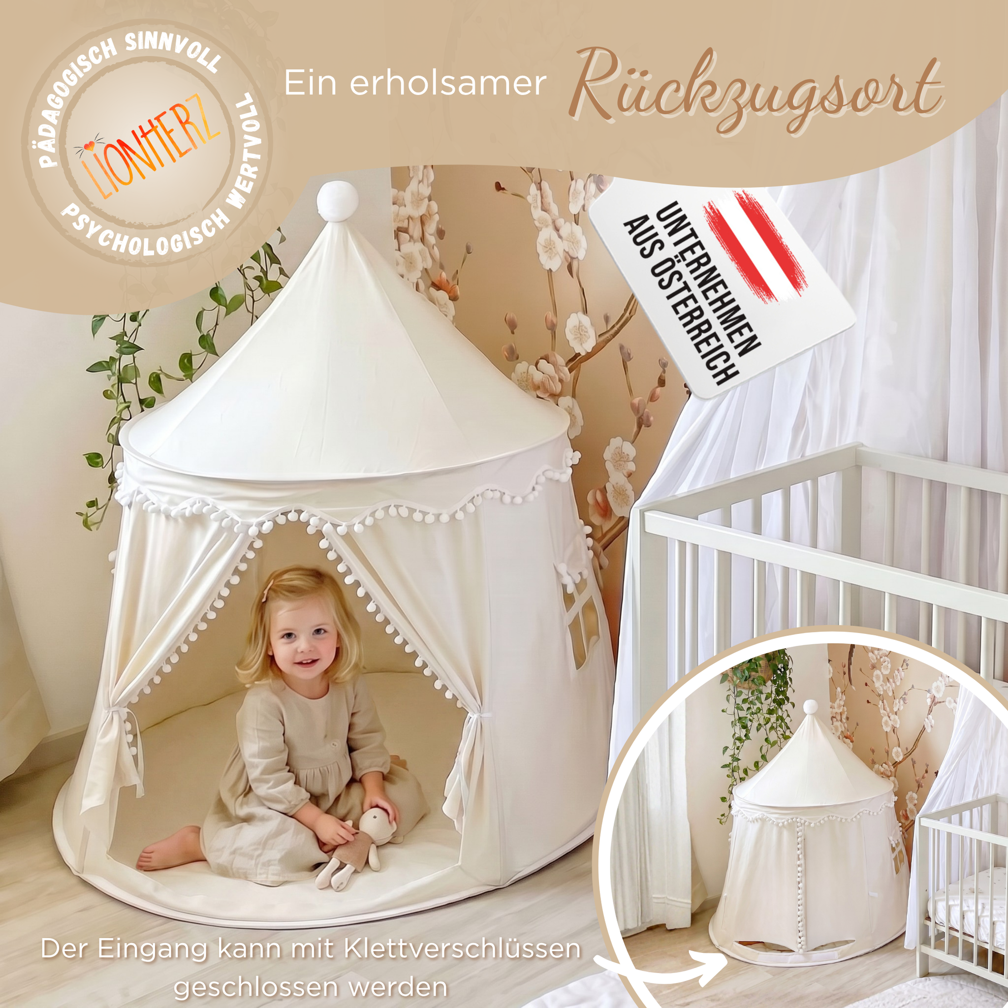 Play tent - breathable made of cotton &amp; hemp
