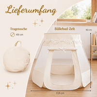 Pop-Up Bällebad-Spielzelt aus Baumwolle/Hanf