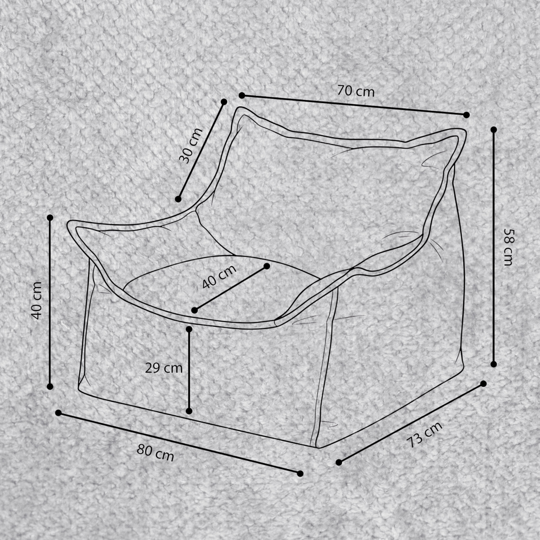 "Chenille Throne" bequemer Kinder-Relaxsessel 80x73x58cm