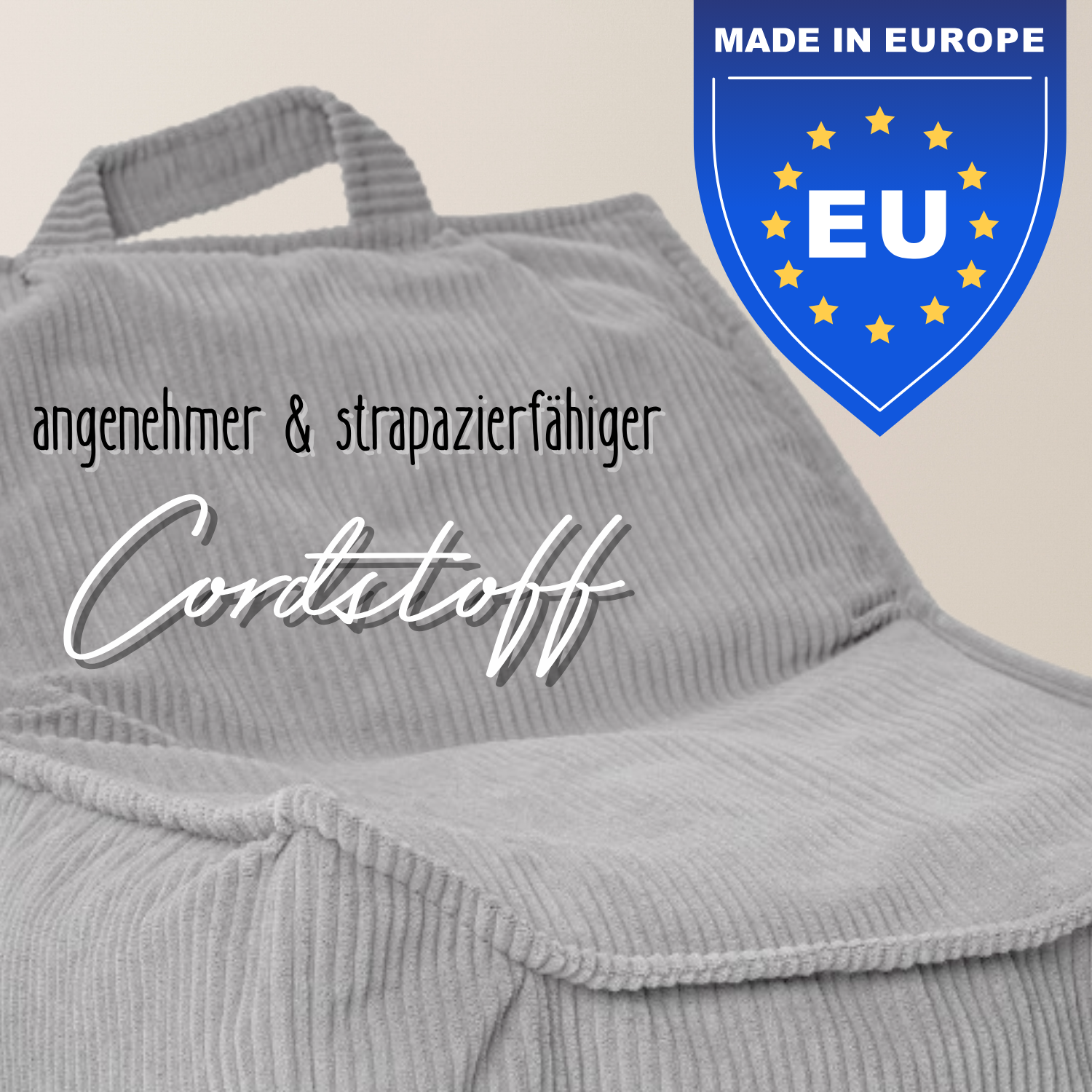 "Yappy Nest" XXL Sitzsack 70x50x80cm mit EPS-Perlen & Anti-Rutsch-Boden