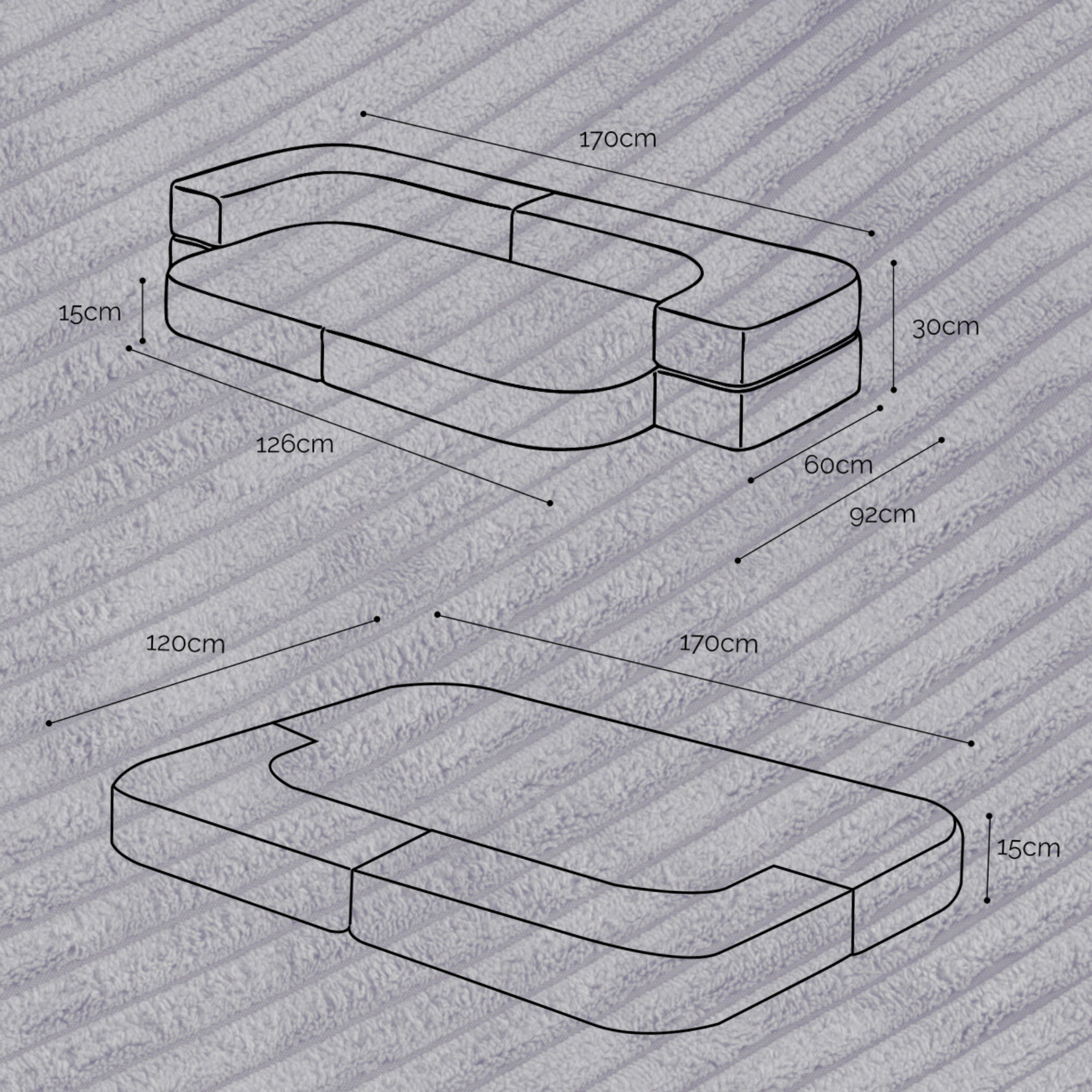 "Foldie Dream" Sofabett für Kinder 170×120 cm
