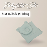 Baby Bettwäsche-Set mit Füllung – Decke & Teddy-Kissen aus 100% Baumwolle