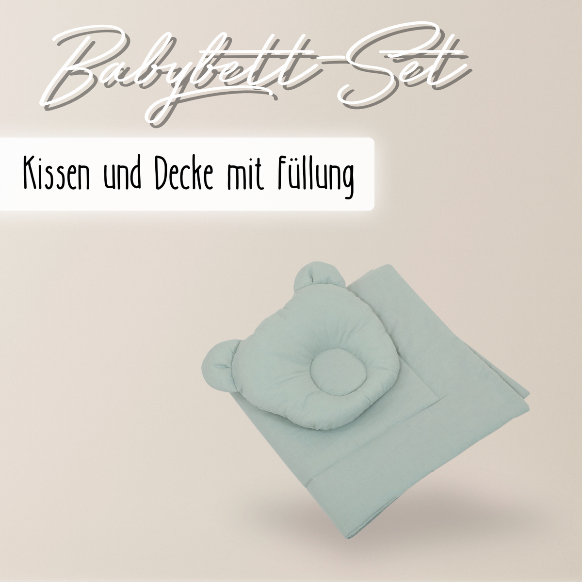Baby Bettwäsche-Set mit Füllung – Decke & Teddy-Kissen aus 100% Baumwolle
