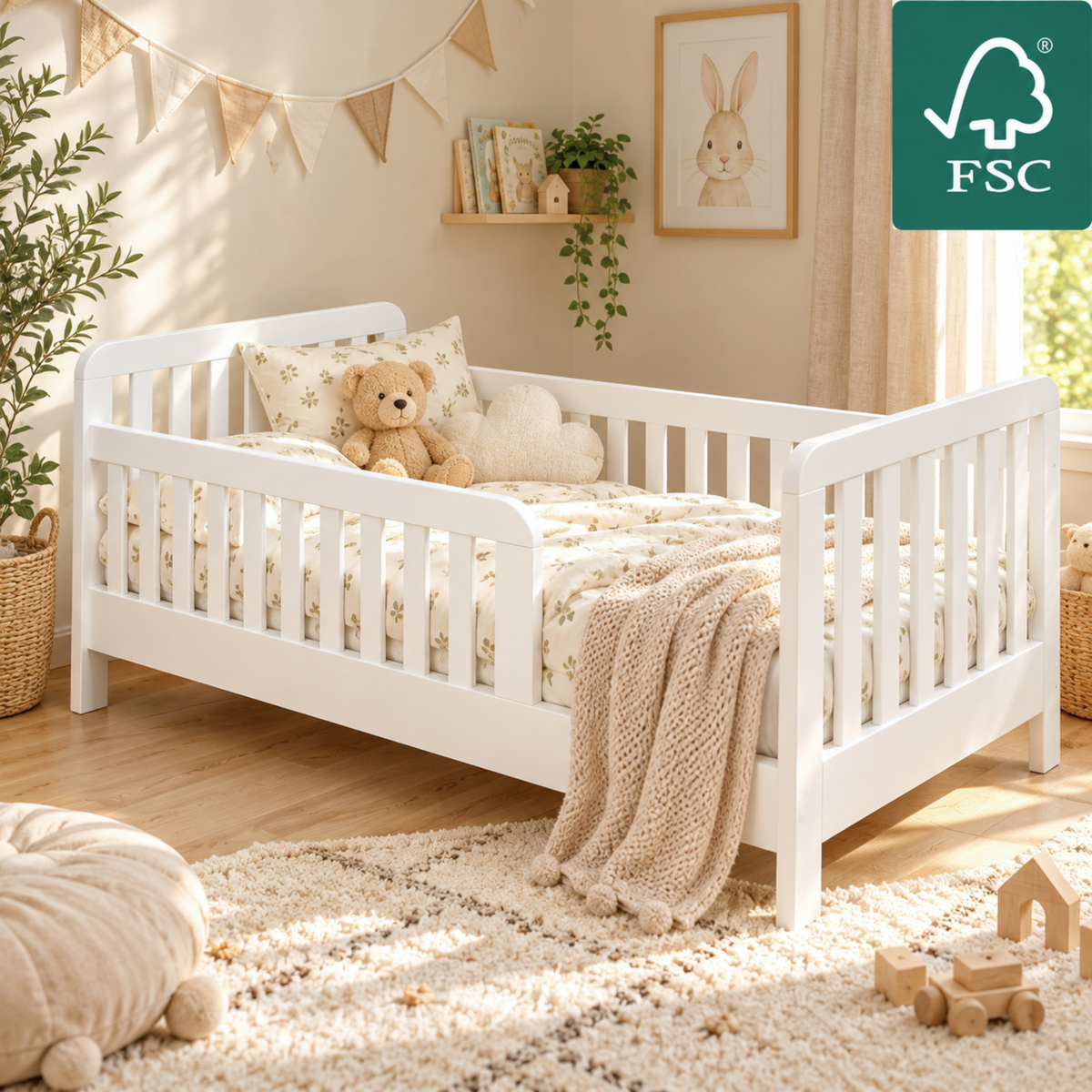 YappyTerra JUNIOR - Kinderbett 160×80 cm mit Rausfallschutz