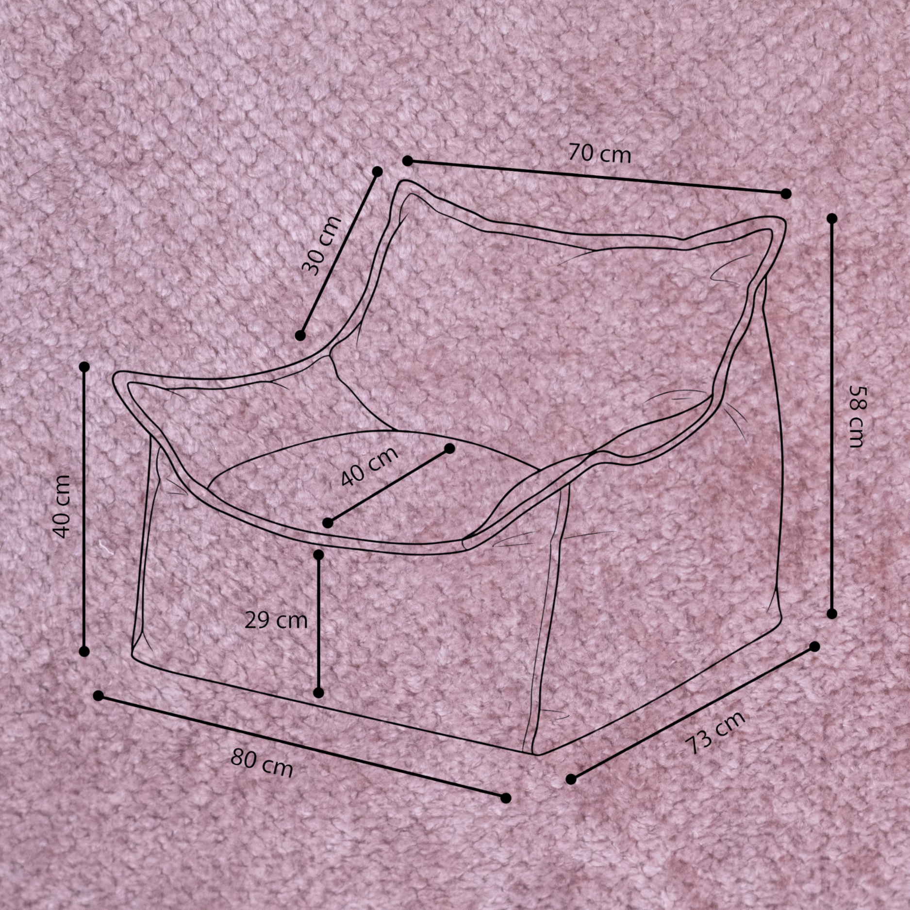 "Chenille Throne" bequemer Kinder-Relaxsessel 80x73x58cm