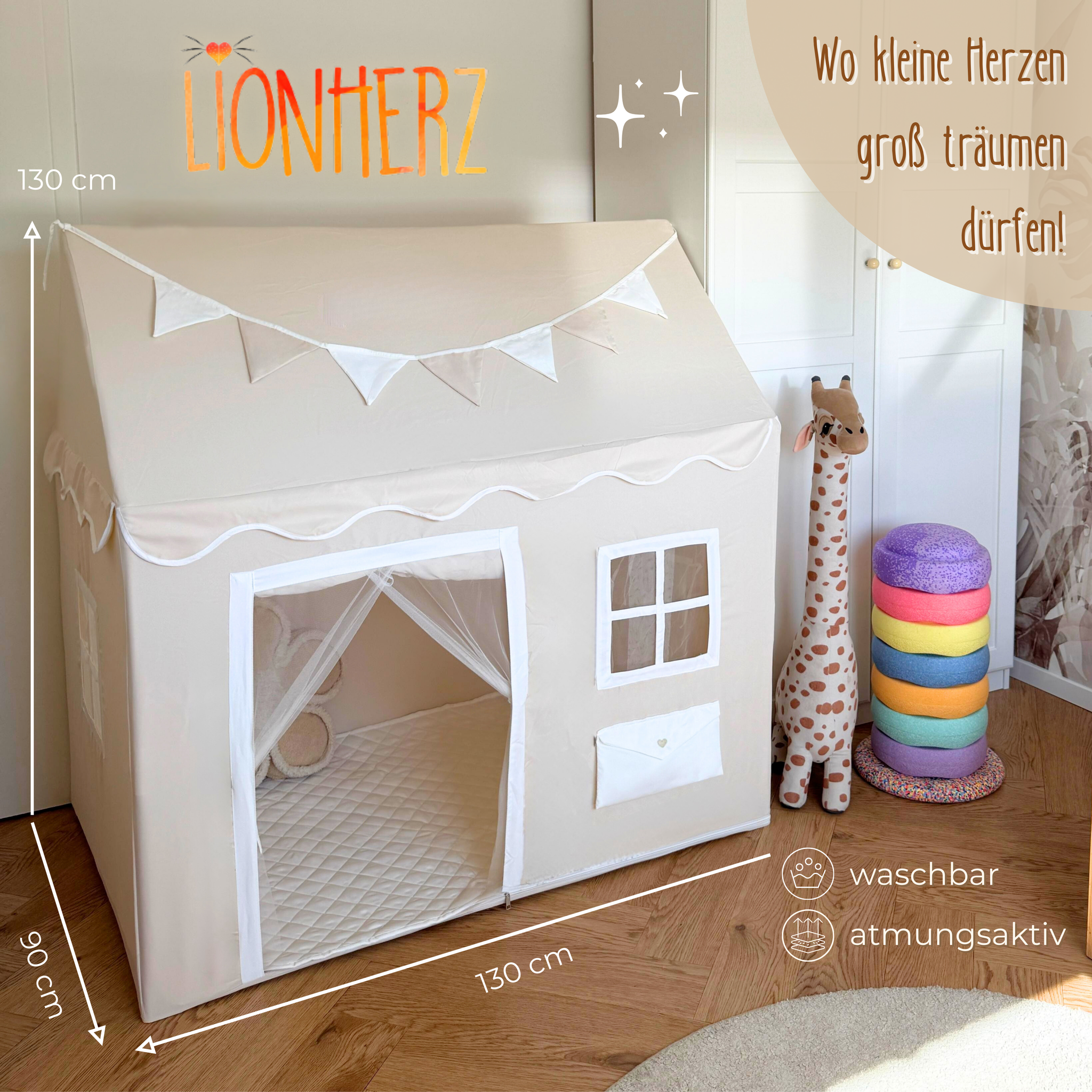 Spielhaus - mit Briefkasten & Wimpelkette