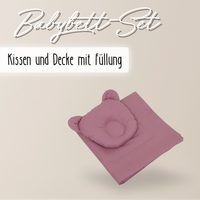 Baby Bettwäsche-Set mit Füllung – Decke & Teddy-Kissen aus 100% Baumwolle