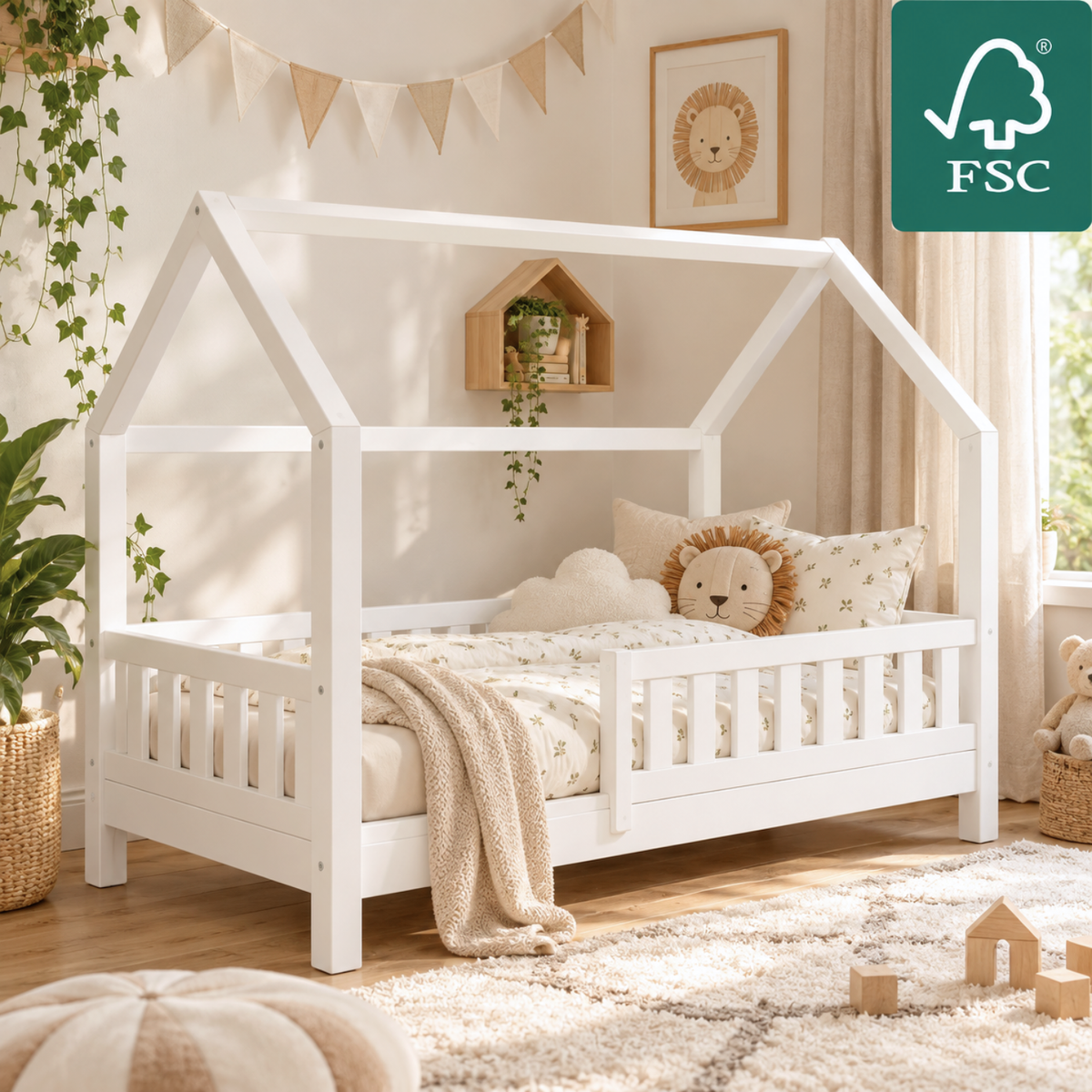 YappyTrygg JUNIOR - Hausbett 160×80 cm mit Rausfallschutz