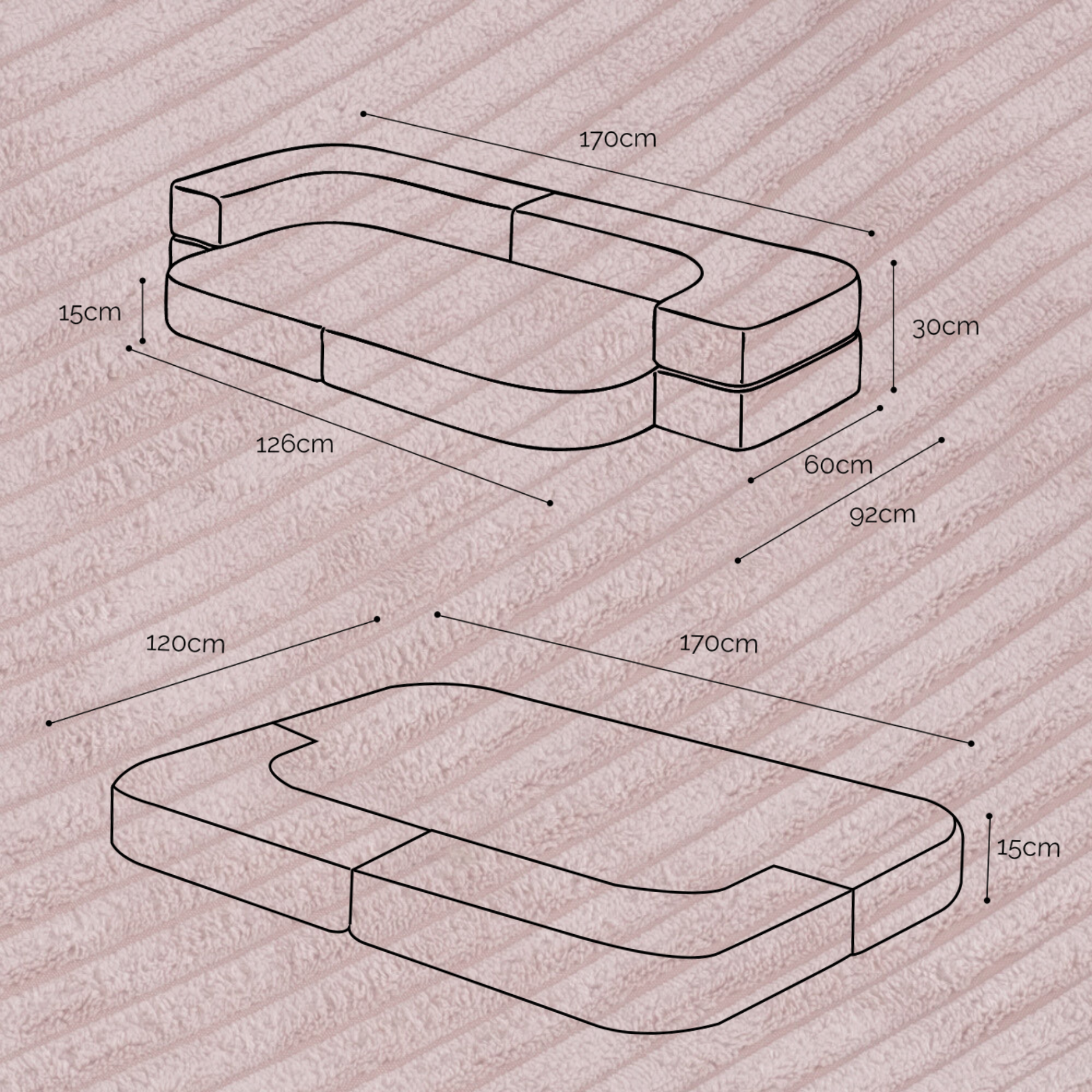 "Foldie Dream" Sofabett für Kinder 170×120 cm