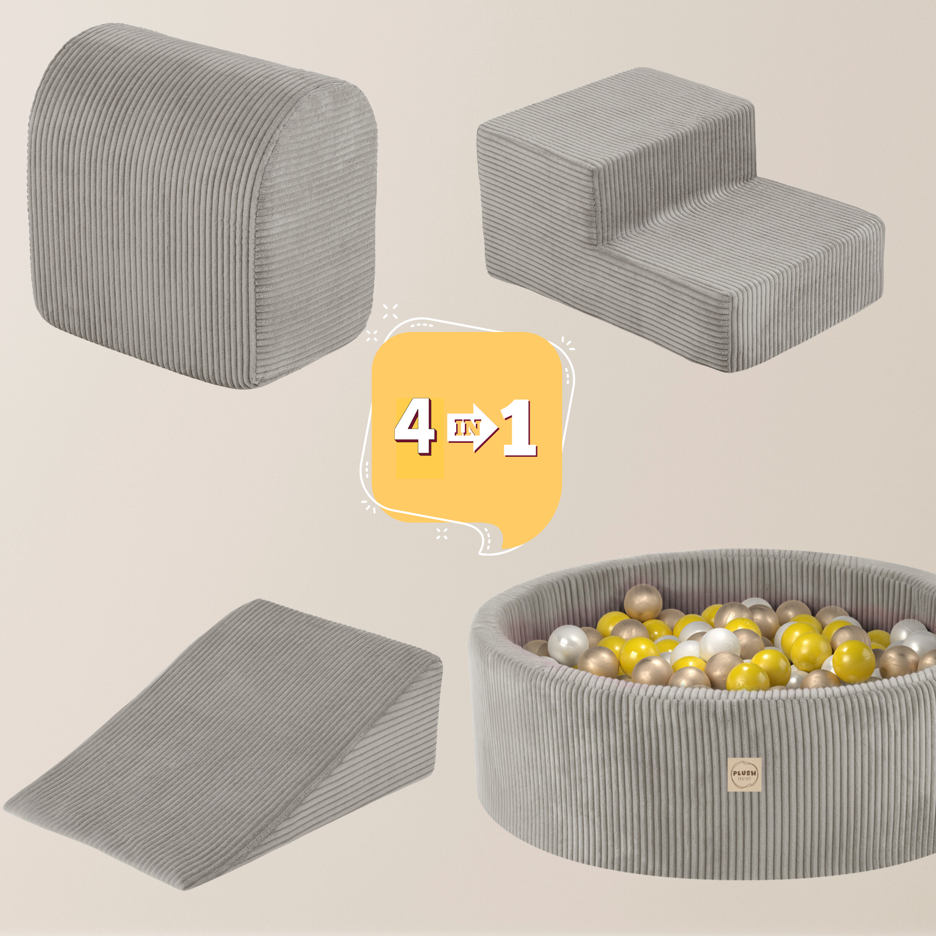 "Bally Play" Bällebad 90x30cm mit 3 Bauelementen & 200 Bällen