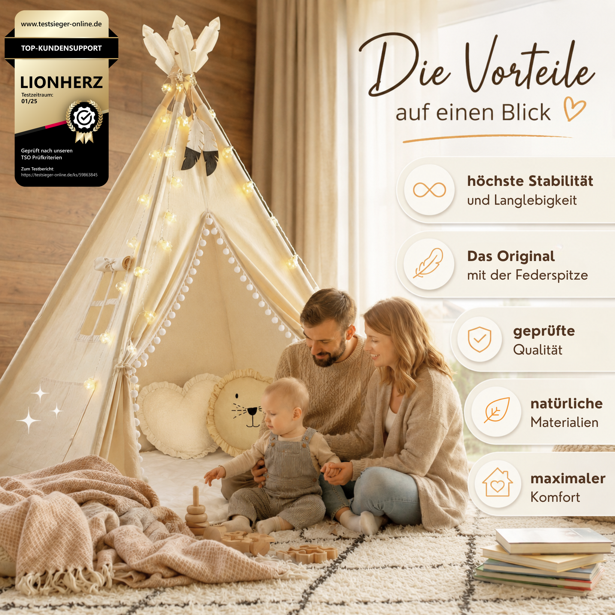 Tipi children's tent - 100% cotton