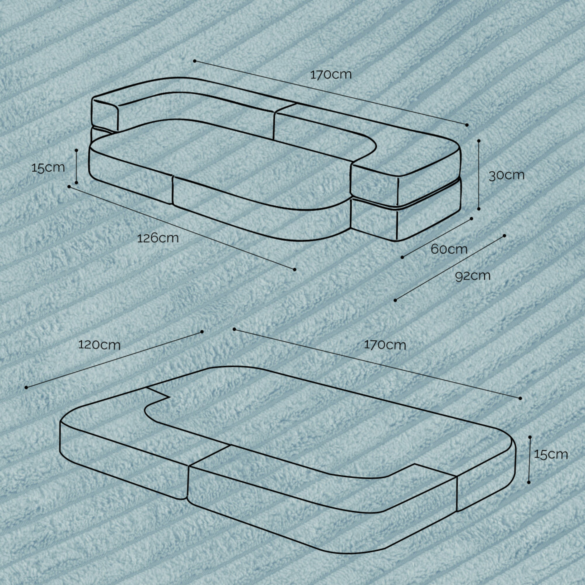 "Foldie Dream" Sofabett für Kinder 170×120 cm