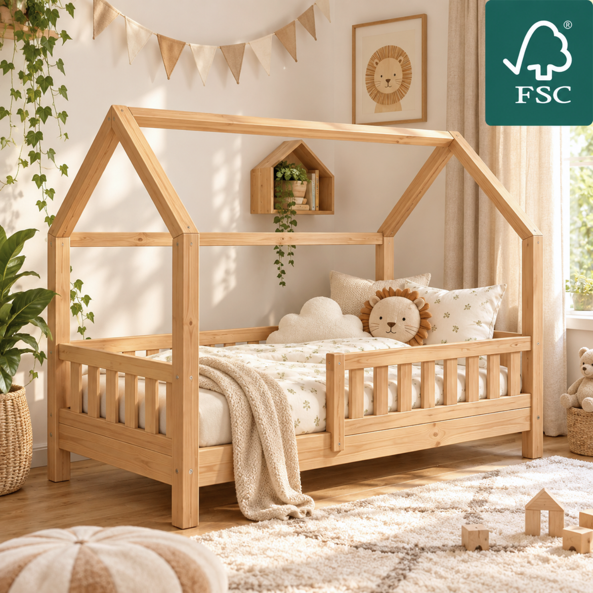YappyTrygg JUNIOR - Hausbett 160×80 cm mit Rausfallschutz
