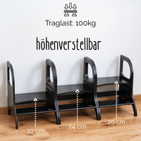 MIIMO® – Höhenverstellbarer Montessori Tritthocker aus Holz
