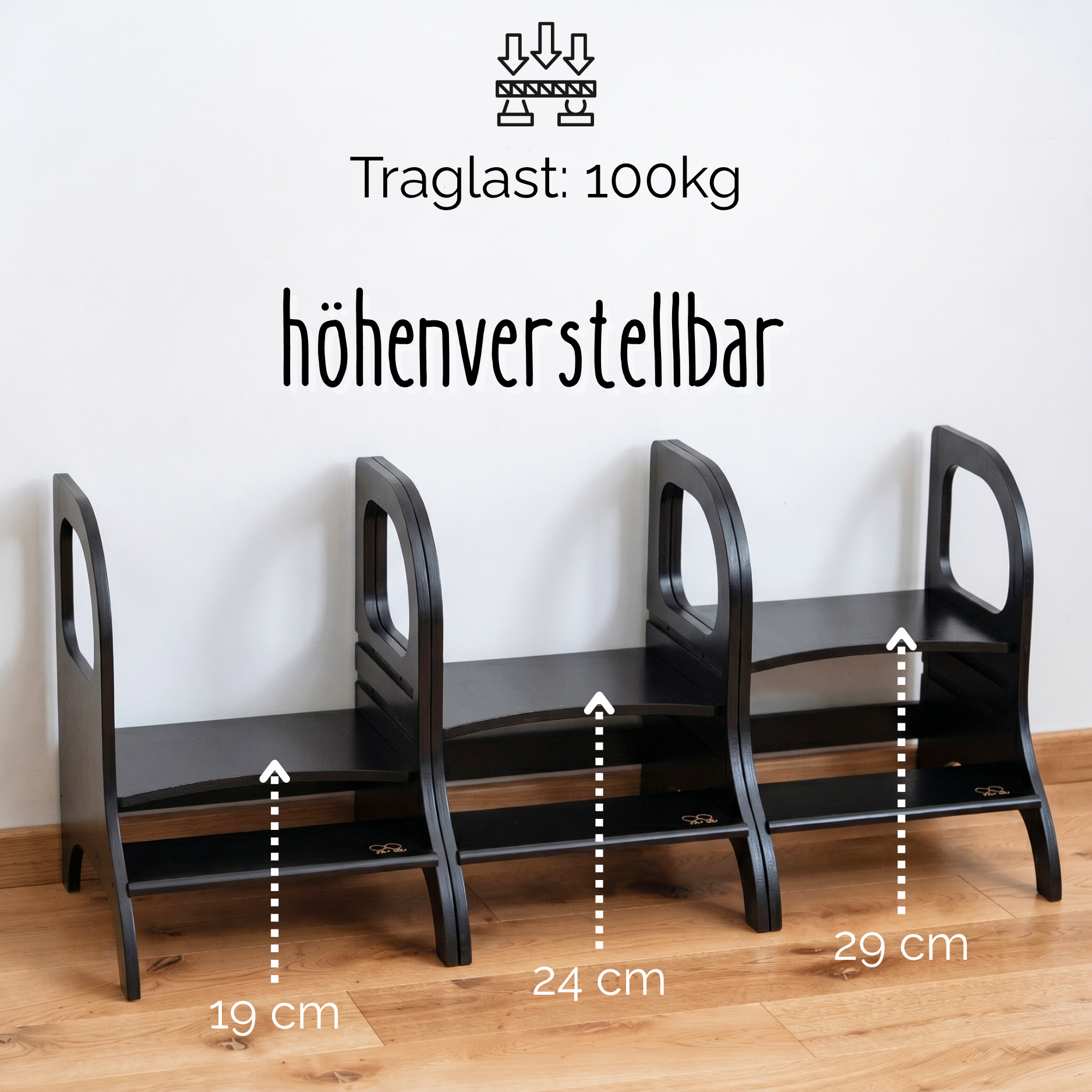 MIIMO® – Höhenverstellbarer Montessori Tritthocker aus Holz