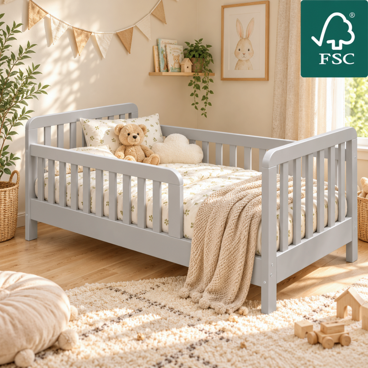 YappyTerra JUNIOR - Kinderbett 160×80 cm mit Rausfallschutz
